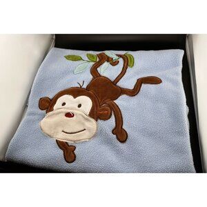 Garanimals Blue Baby Security Blanket Monkey Polyester 30"×40" lovey fleece RARE